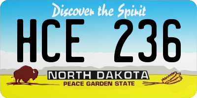 ND license plate HCE236