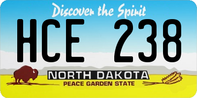 ND license plate HCE238