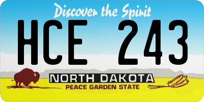 ND license plate HCE243