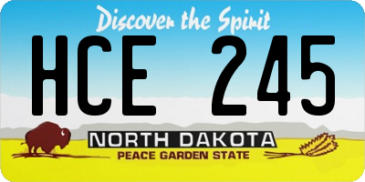 ND license plate HCE245