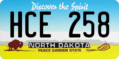 ND license plate HCE258