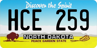 ND license plate HCE259