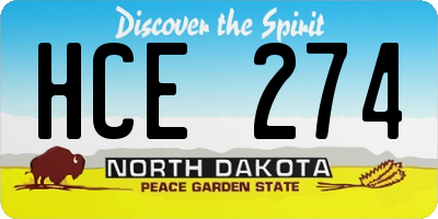 ND license plate HCE274
