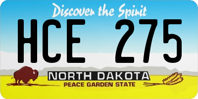 ND license plate HCE275