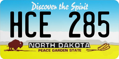 ND license plate HCE285