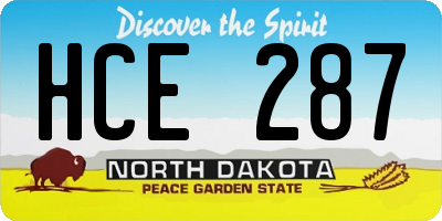 ND license plate HCE287