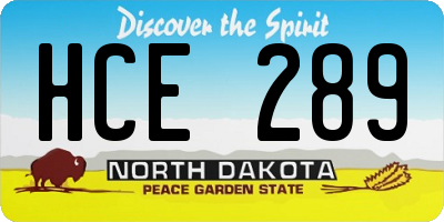 ND license plate HCE289