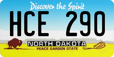 ND license plate HCE290