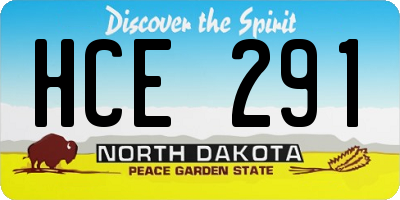 ND license plate HCE291