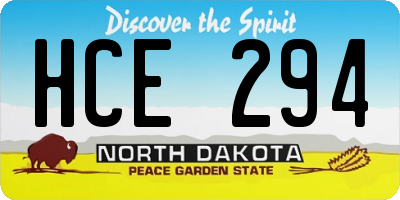 ND license plate HCE294