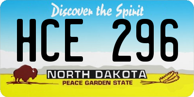 ND license plate HCE296