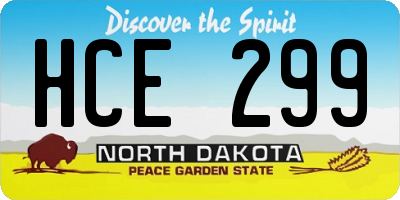 ND license plate HCE299