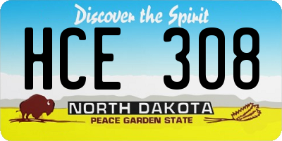 ND license plate HCE308