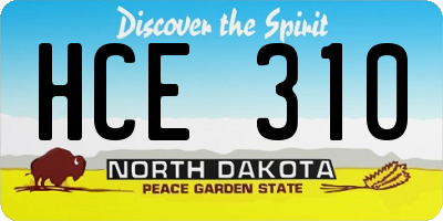 ND license plate HCE310