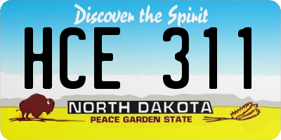 ND license plate HCE311