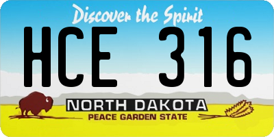 ND license plate HCE316