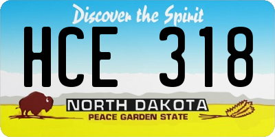 ND license plate HCE318