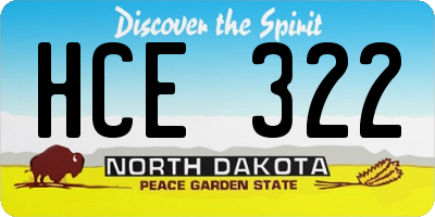 ND license plate HCE322