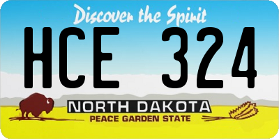 ND license plate HCE324