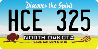 ND license plate HCE325