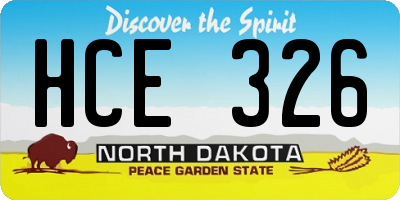 ND license plate HCE326