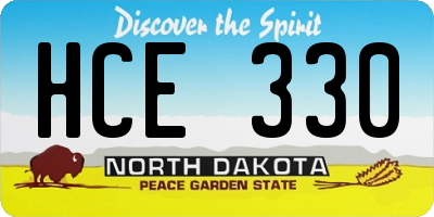 ND license plate HCE330