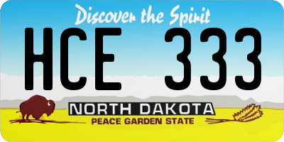 ND license plate HCE333