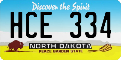 ND license plate HCE334