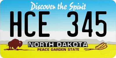 ND license plate HCE345