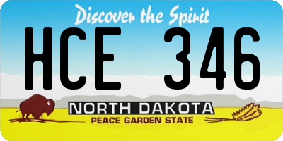 ND license plate HCE346