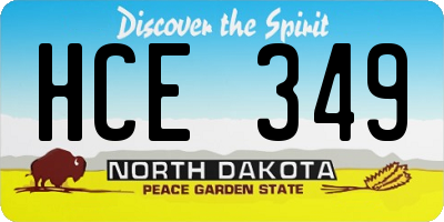 ND license plate HCE349