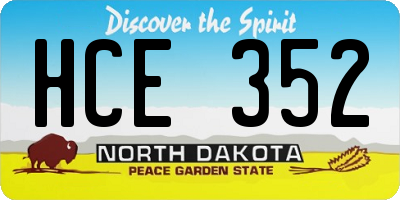 ND license plate HCE352