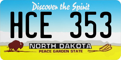 ND license plate HCE353