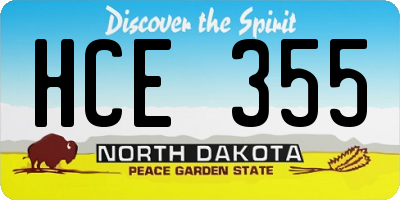 ND license plate HCE355