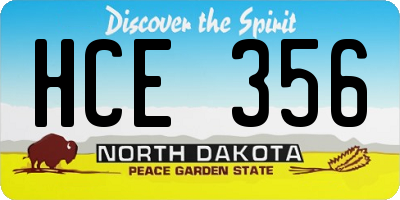 ND license plate HCE356