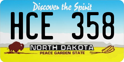 ND license plate HCE358