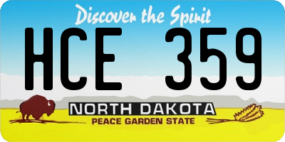 ND license plate HCE359