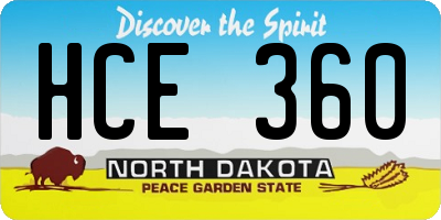 ND license plate HCE360