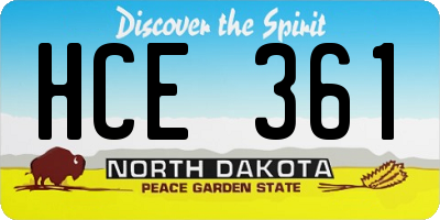 ND license plate HCE361