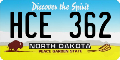 ND license plate HCE362