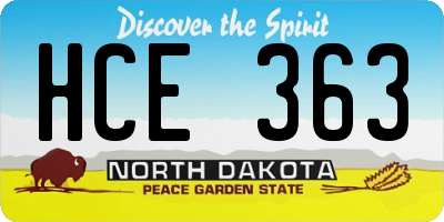 ND license plate HCE363