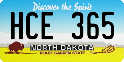 ND license plate HCE365