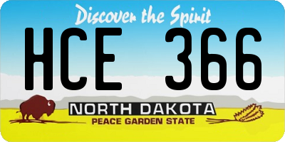 ND license plate HCE366