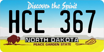 ND license plate HCE367