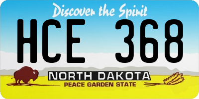 ND license plate HCE368