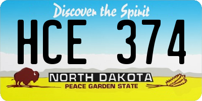 ND license plate HCE374