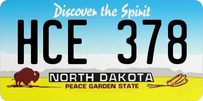 ND license plate HCE378