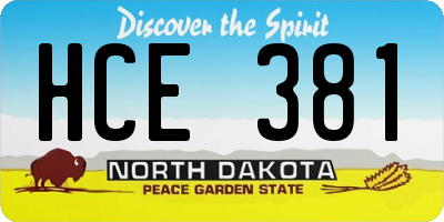 ND license plate HCE381