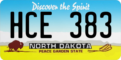 ND license plate HCE383