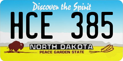 ND license plate HCE385